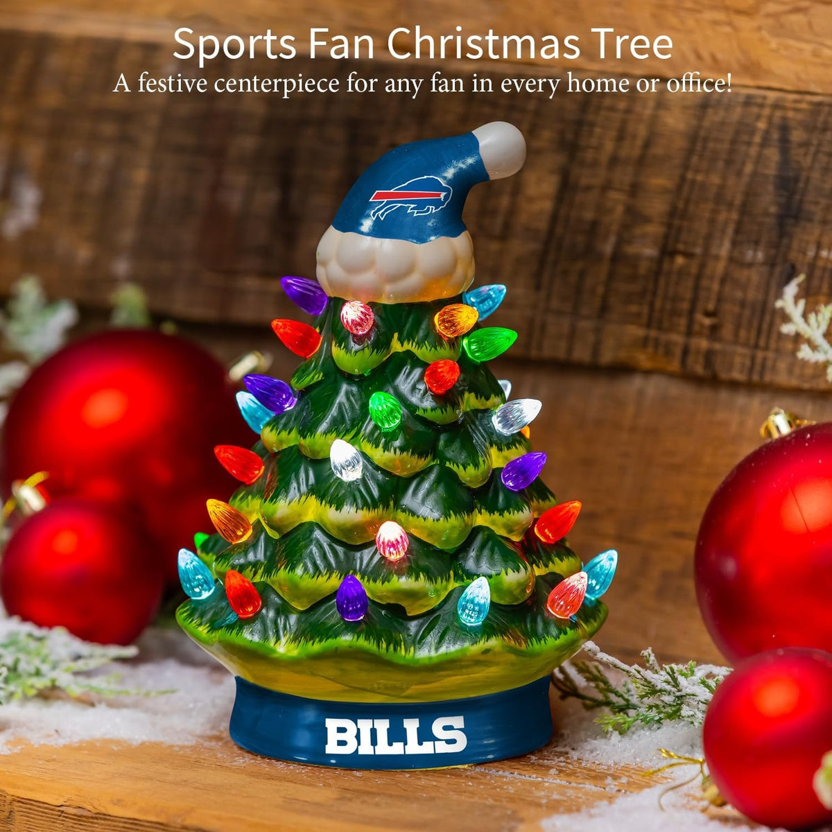 NFL Buffalo Bills Ceramic Christmas Trees that Light Up
