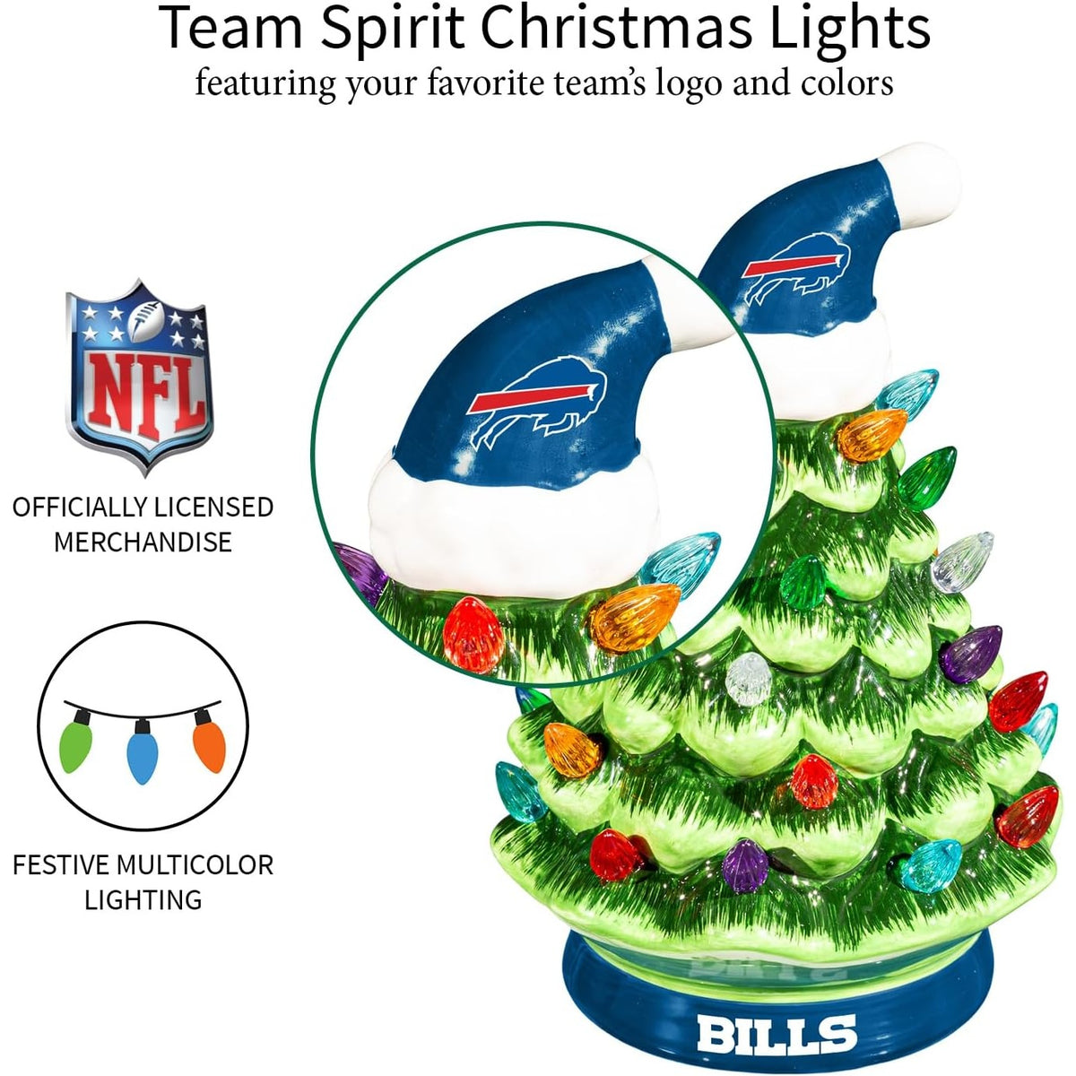 NFL Buffalo Bills Ceramic Christmas Trees that Light Up
