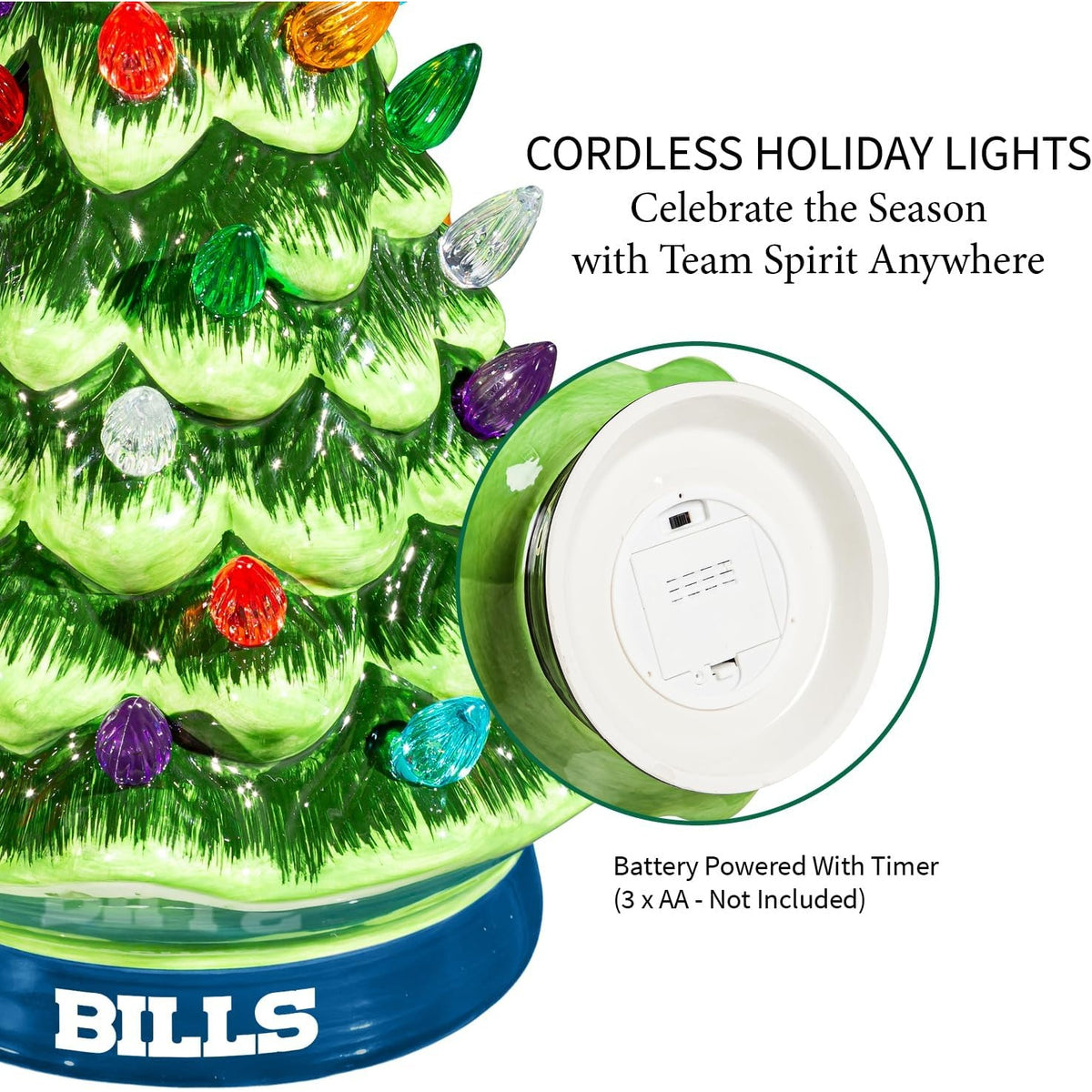 NFL Buffalo Bills Ceramic Christmas Trees that Light Up